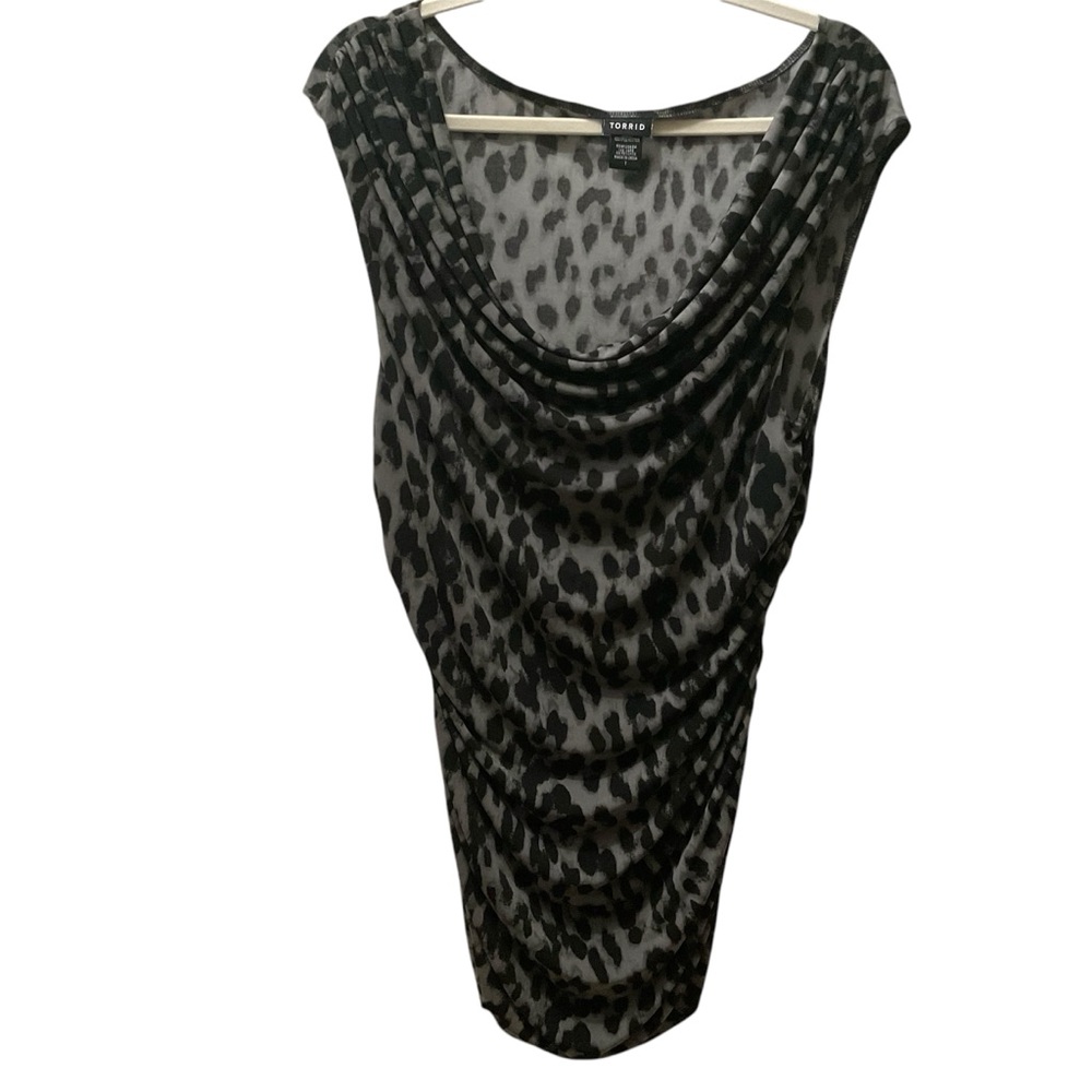 TORRID Mini Dress Black & Gray Animal Print Sleeveless Dress Top Torrid Sz 1